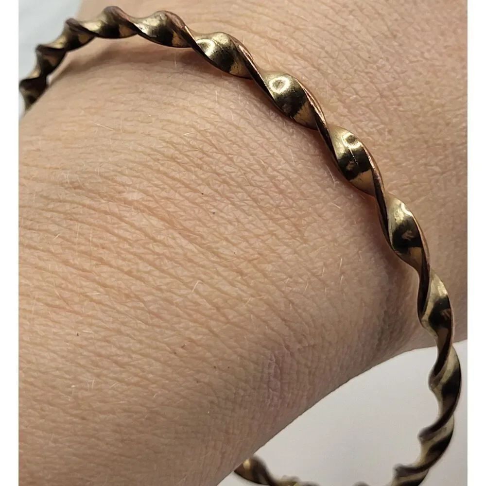 Estate Twisted Metal Bangle Bracelet 2.6in diameter